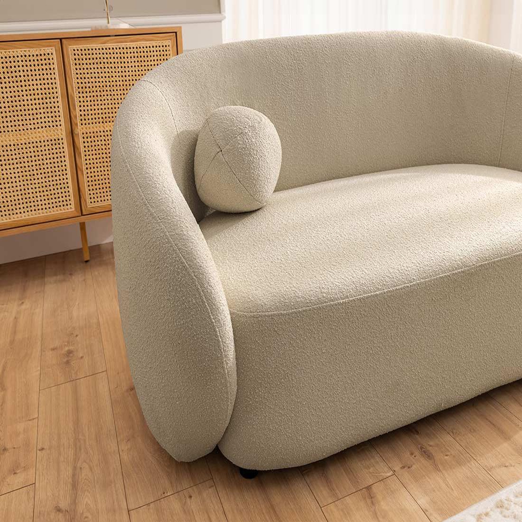 Voir la diapositive 6 : BEST MOBILIER Flore - canapé droit 2 places en tissu bouclette