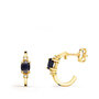 Voir la diapositive 1 : L'ATELIER D'AZUR Boucles d'Oreilles Demi Créoles Saphirs - Or 18 Carats 750 Jaune