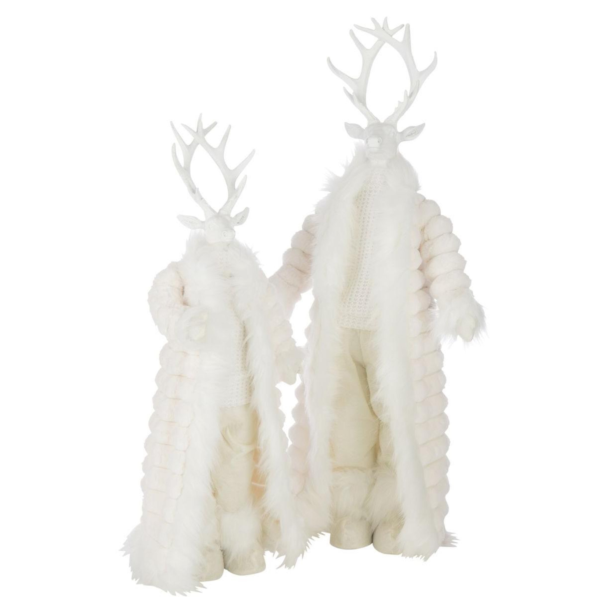 Voir la diapositive 2 : J-LINE Statue cerf debout  manteau  92cm blanc