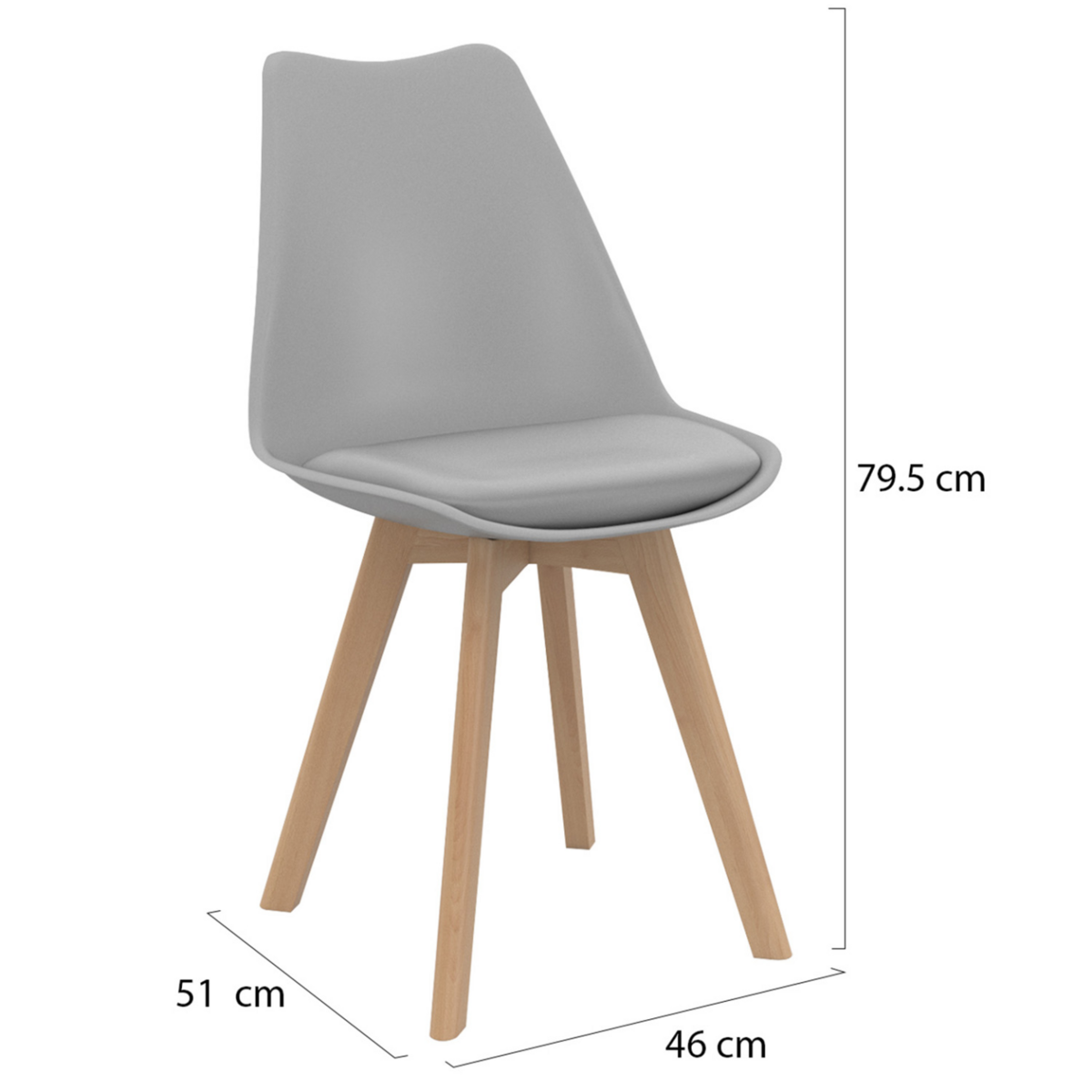 ID MARKET Lot de 6 chaises scandinaves SARA mix color gris foncé x3 et gris clair x3