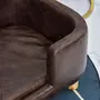 PAWHUT Canapé chien lit pour chien chat avec rebord coussin moelleux pieds bois massif dim. 74 x 48,5 x 31 cm revêtement micro-fibre chocolat