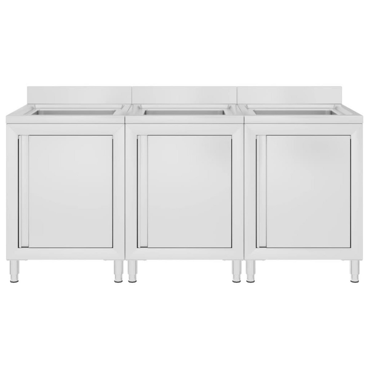 VIDAXL Eviers de cuisine commerciaux 3 pcs Acier inoxydable