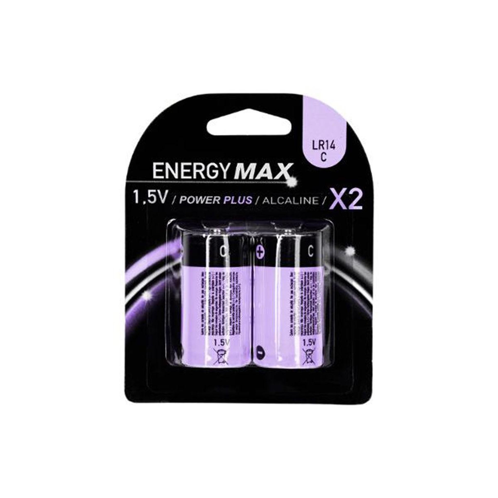 ENERGY MAX Lot de 2 Piles LR14  Alcaline  4cm Violet