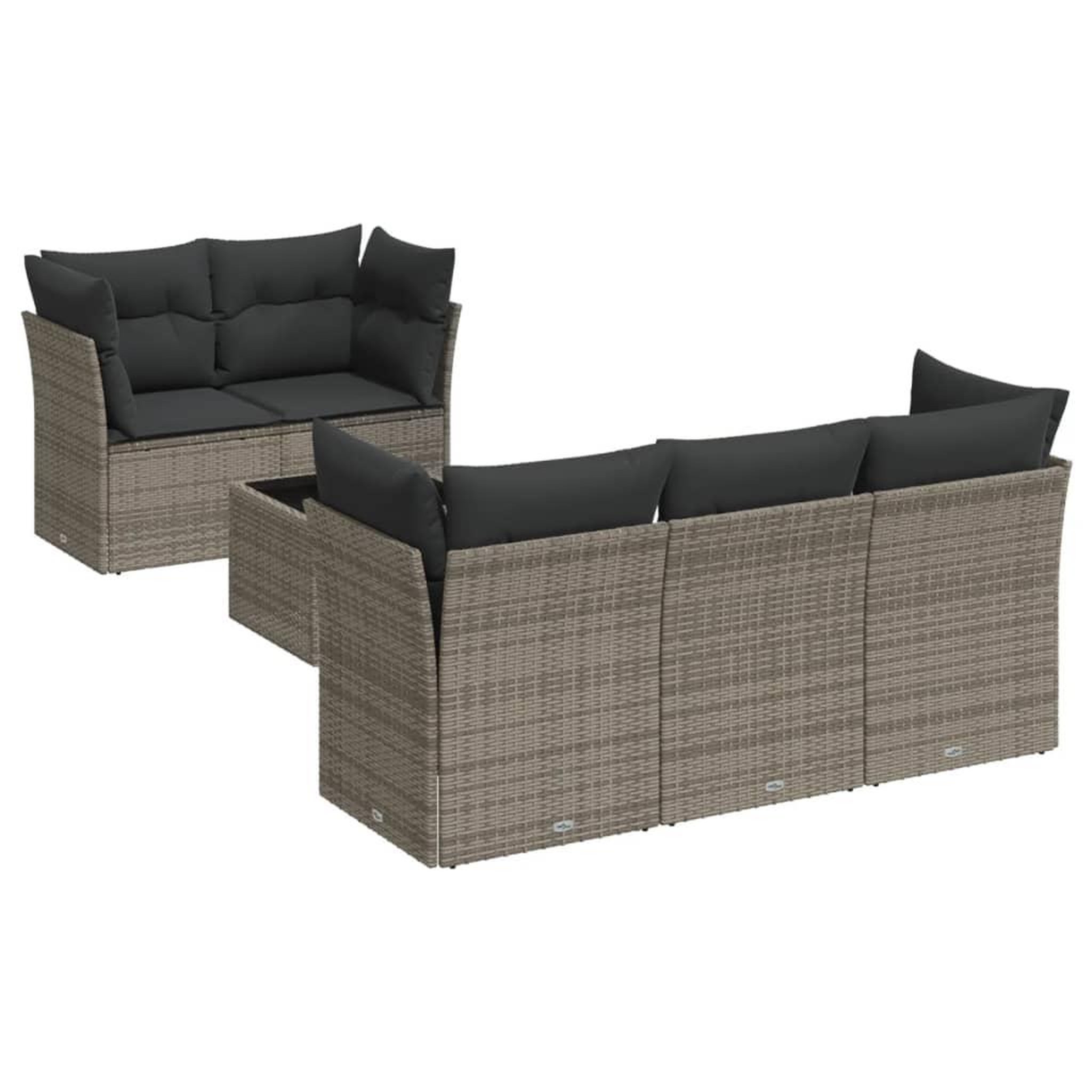 Voir la diapositive 2 : VIDAXL Salon de jardin 6 pcs avec coussins gris resine tressee