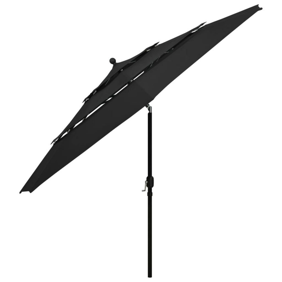 VIDAXL Parasol de jardin a 3 niveaux avec mat en aluminium noir 3,5 m