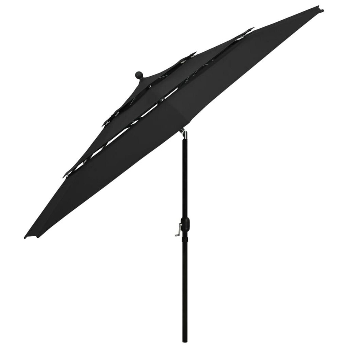 VIDAXL Parasol de jardin a 3 niveaux avec mat en aluminium noir 3,5 m