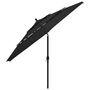 Voir la diapositive 3 : VIDAXL Parasol de jardin a 3 niveaux avec mat en aluminium noir 3,5 m
