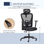 Voir la diapositive 4 : VINSETTO Fauteuil de bureau manager grand confort dossier ergonomique inclinable hauteur assise réglable pivotant tissu maille noir