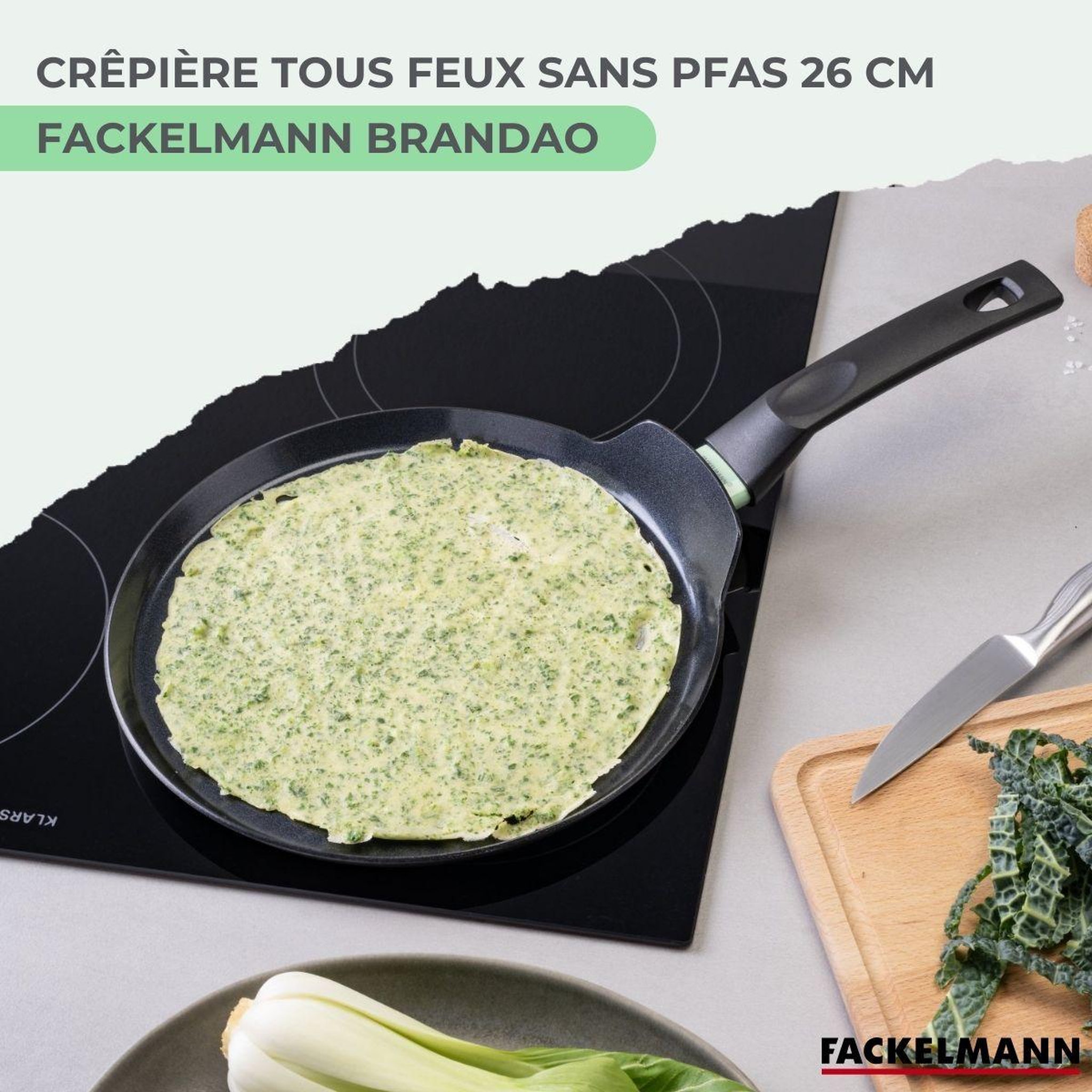 Voir la diapositive 2 : Fackelmann Crêpière 26 cm aluminium revêtement céramique antiadhésif sans PFAS Fackelmann Brandao