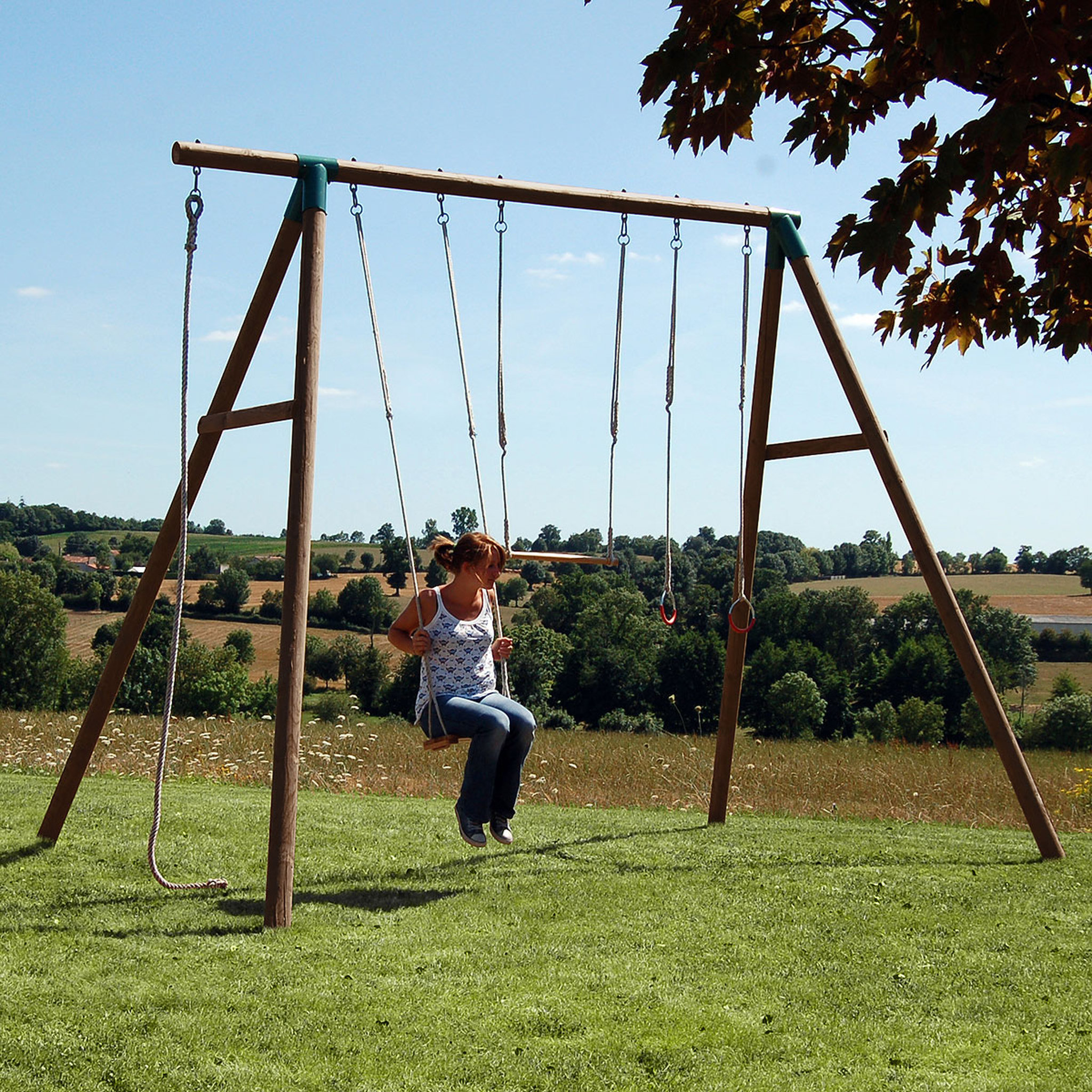 Voir la diapositive 1 : Soulet Portique balançoire - Bois - H3.25m - GALDAR