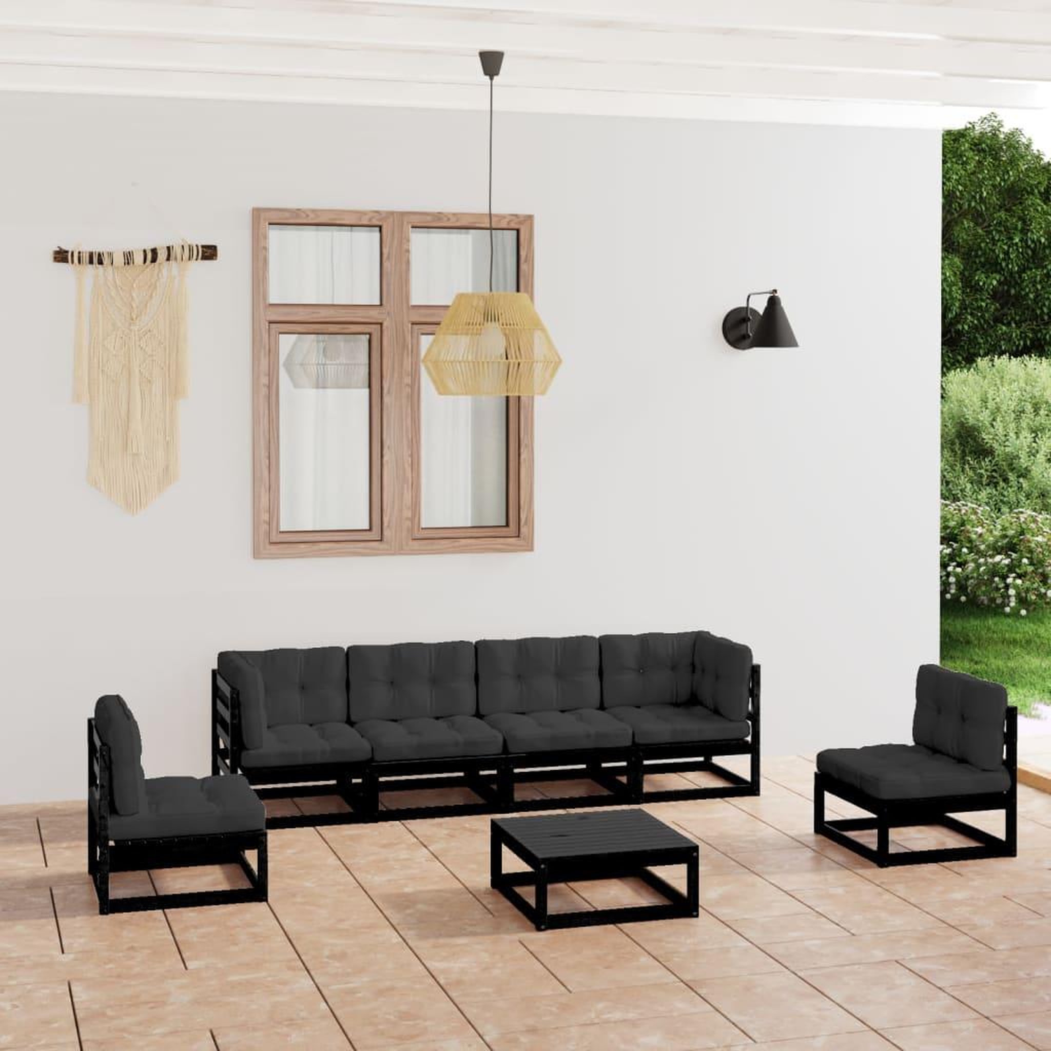 Voir la diapositive 1 : VIDAXL Salon de jardin 7 pcs avec coussins Bois de pin massif
