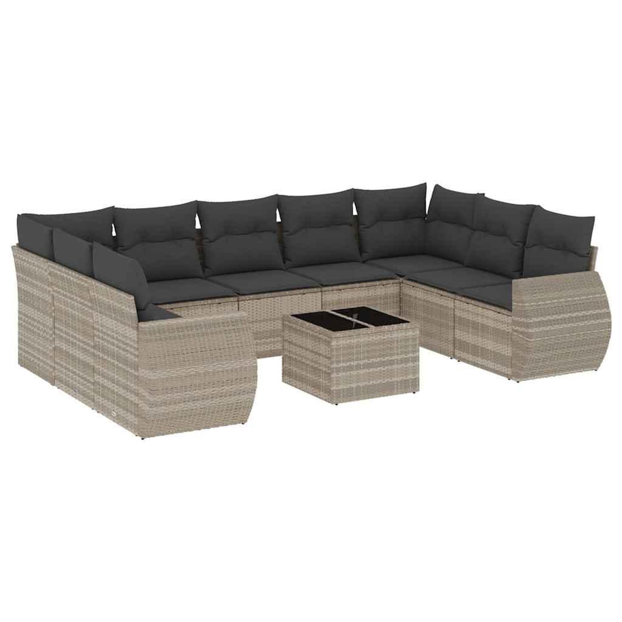 Voir la diapositive 2 : VIDAXL Salon de jardin avec coussins 10 pcs gris clair resine tressee