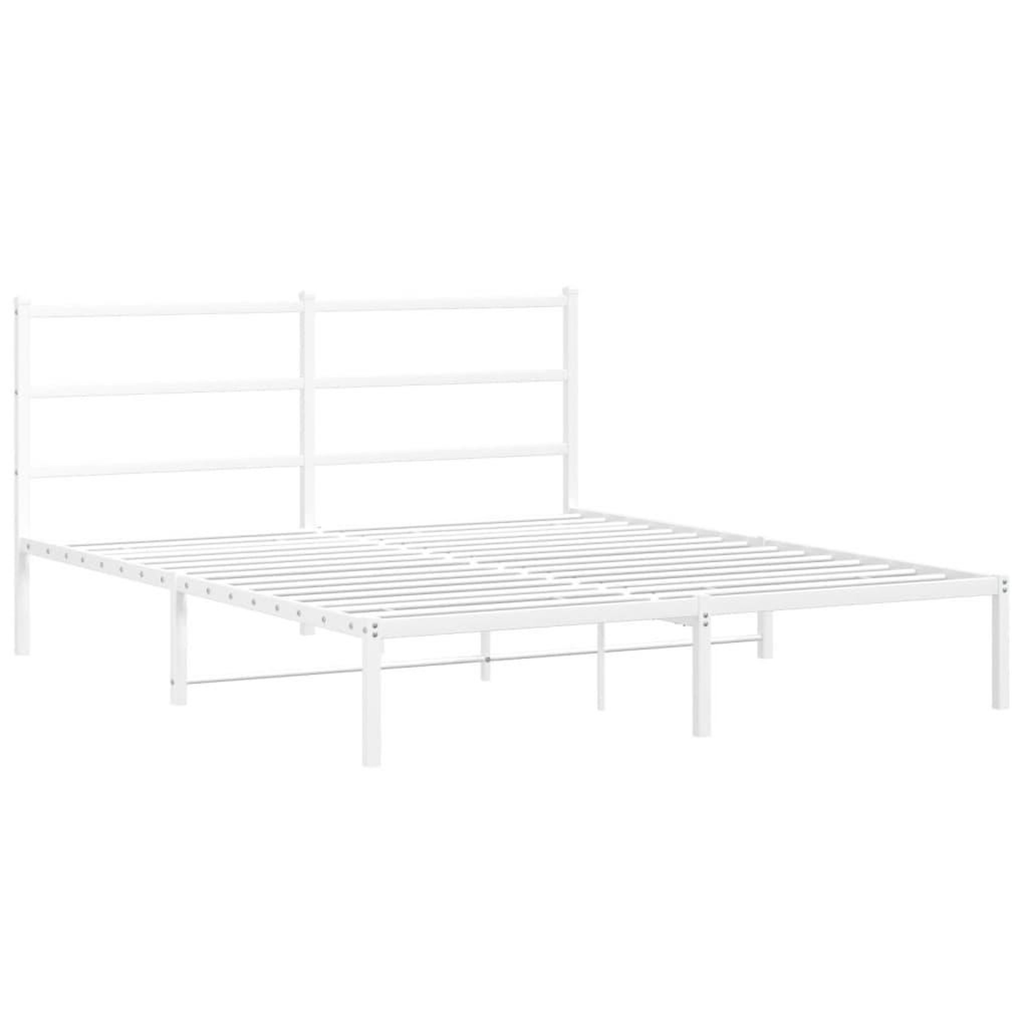 Voir la diapositive 3 : VIDAXL Cadre de lit metal sans matelas et tete de lit blanc 150x200 cm