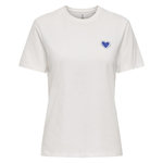 Only T-Shirt Blanc/Bleu Femme Only Heart. Coloris disponibles : Blanc