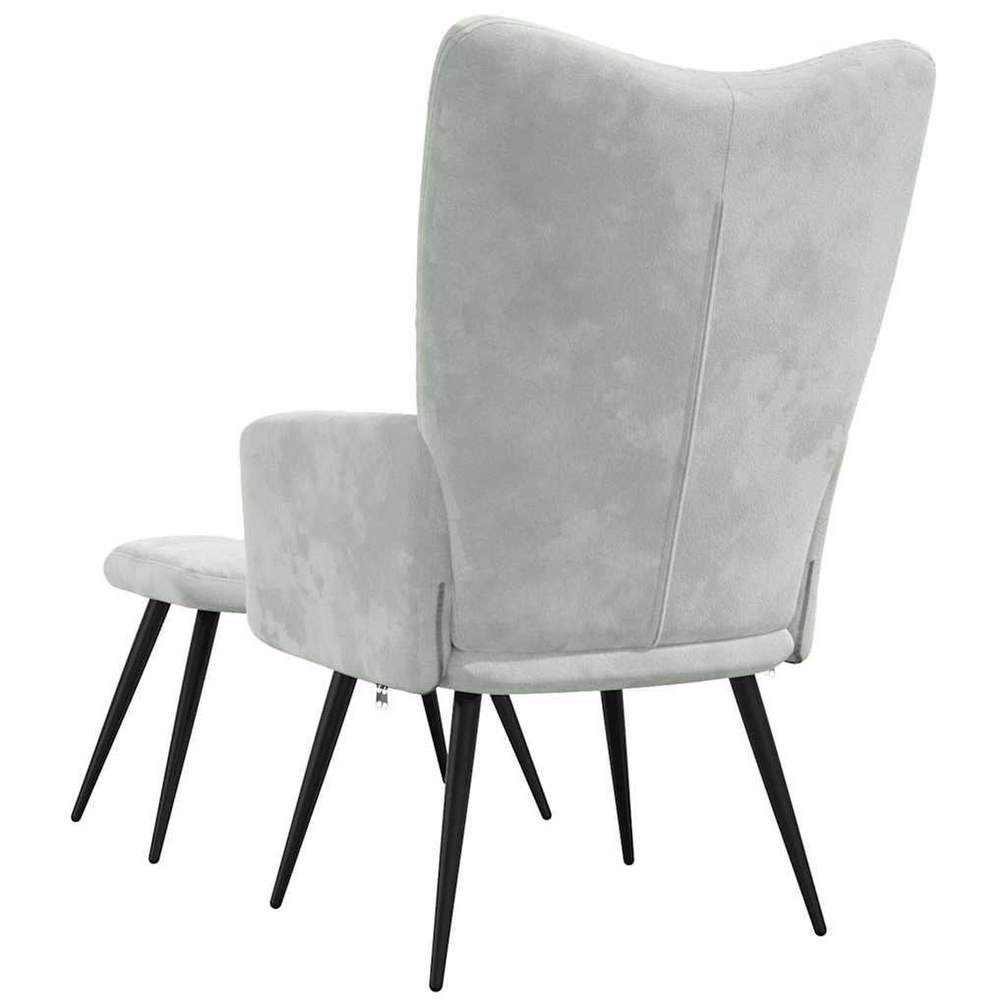 Voir la diapositive 5 : VIDAXL Chaise de relaxation avec tabouret Gris clair Velours