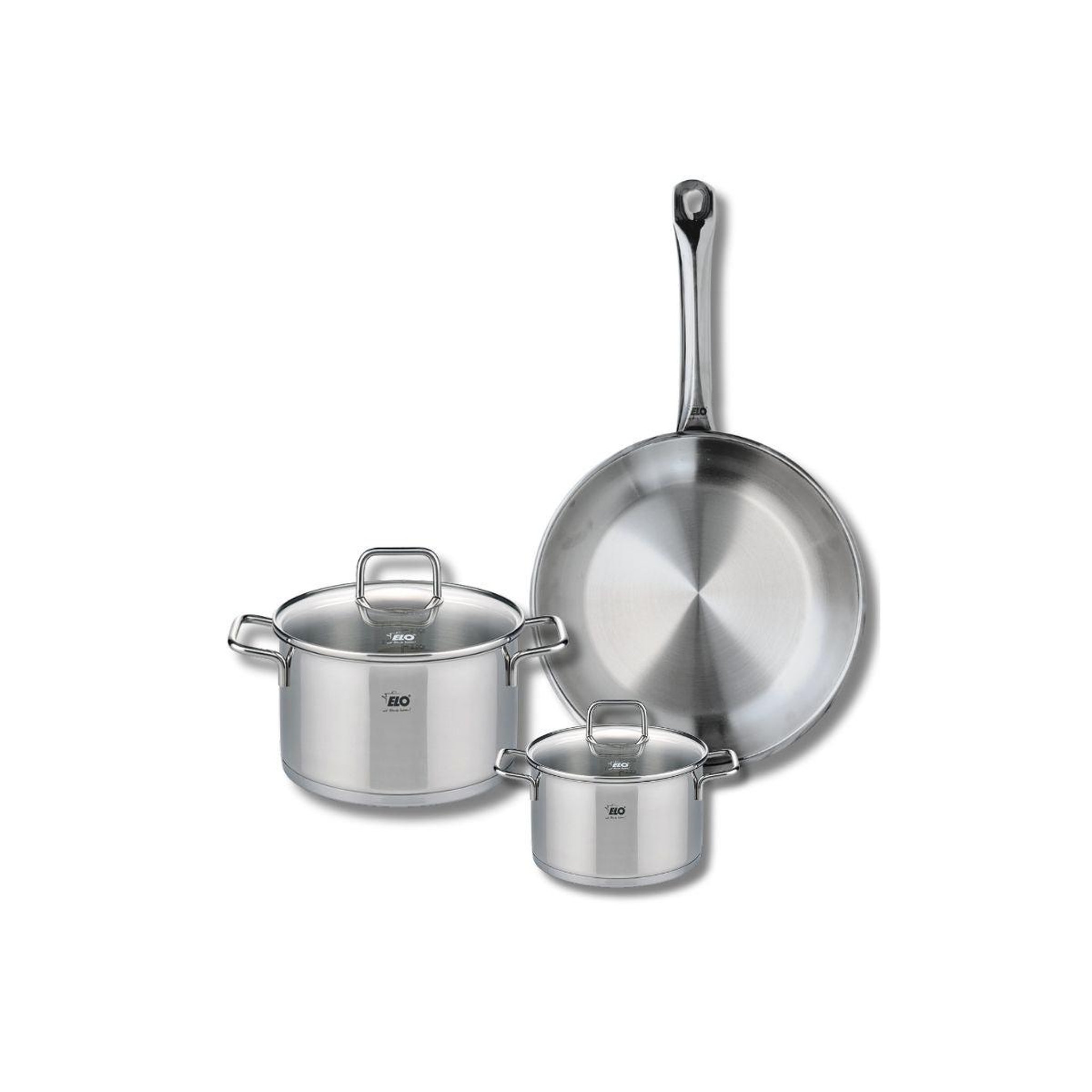 ELO Ensemble de 1 poêle de cuisson 28 cm et 2 faitouts 14 et 20 cm elo profi citrin