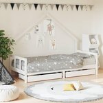 VIDAXL Cadre de lit enfant tiroirs blanc 90x200 cm bois de pin massif