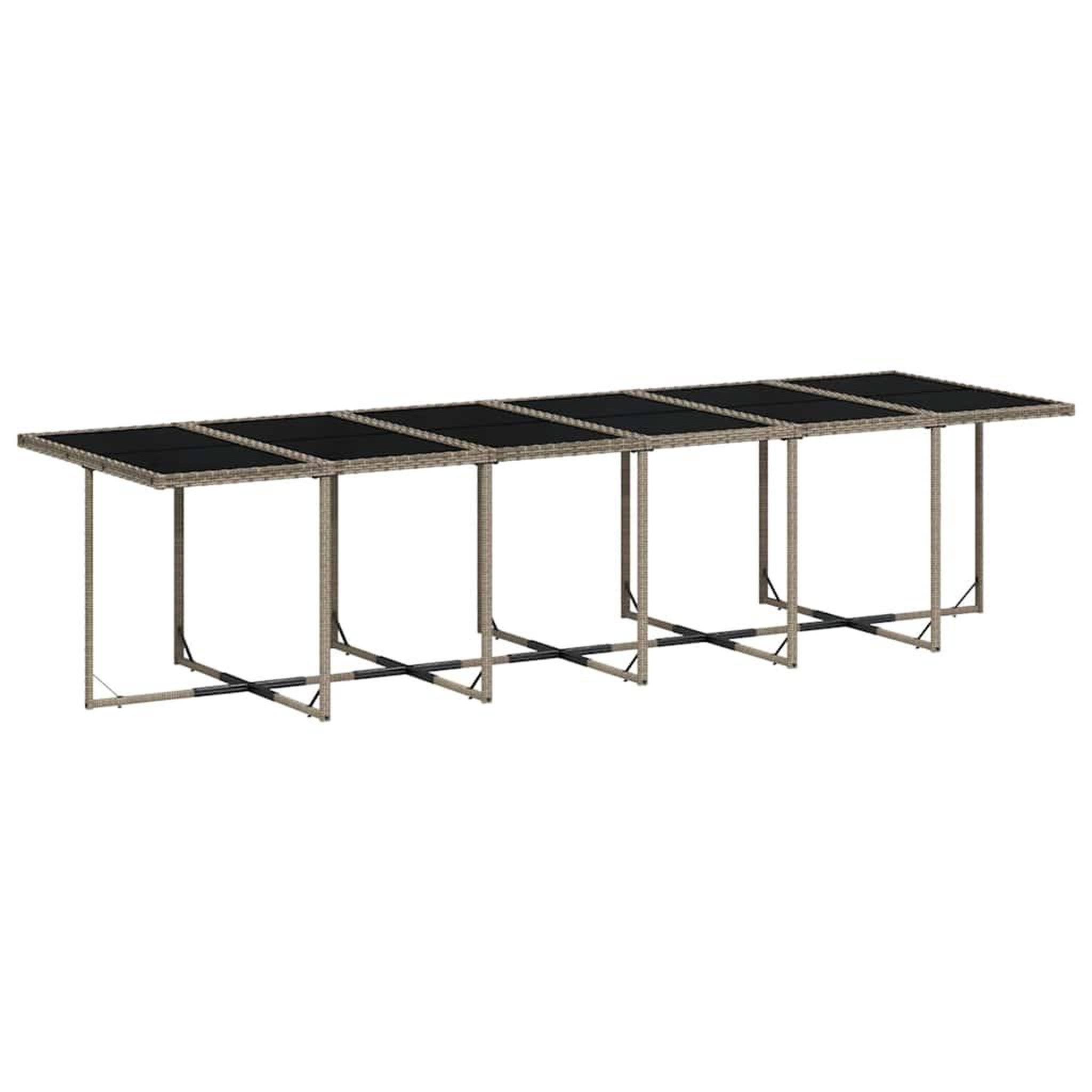 Voir la diapositive 4 : VIDAXL Ensemble a manger de jardin coussins 13 pcs gris resine tressee