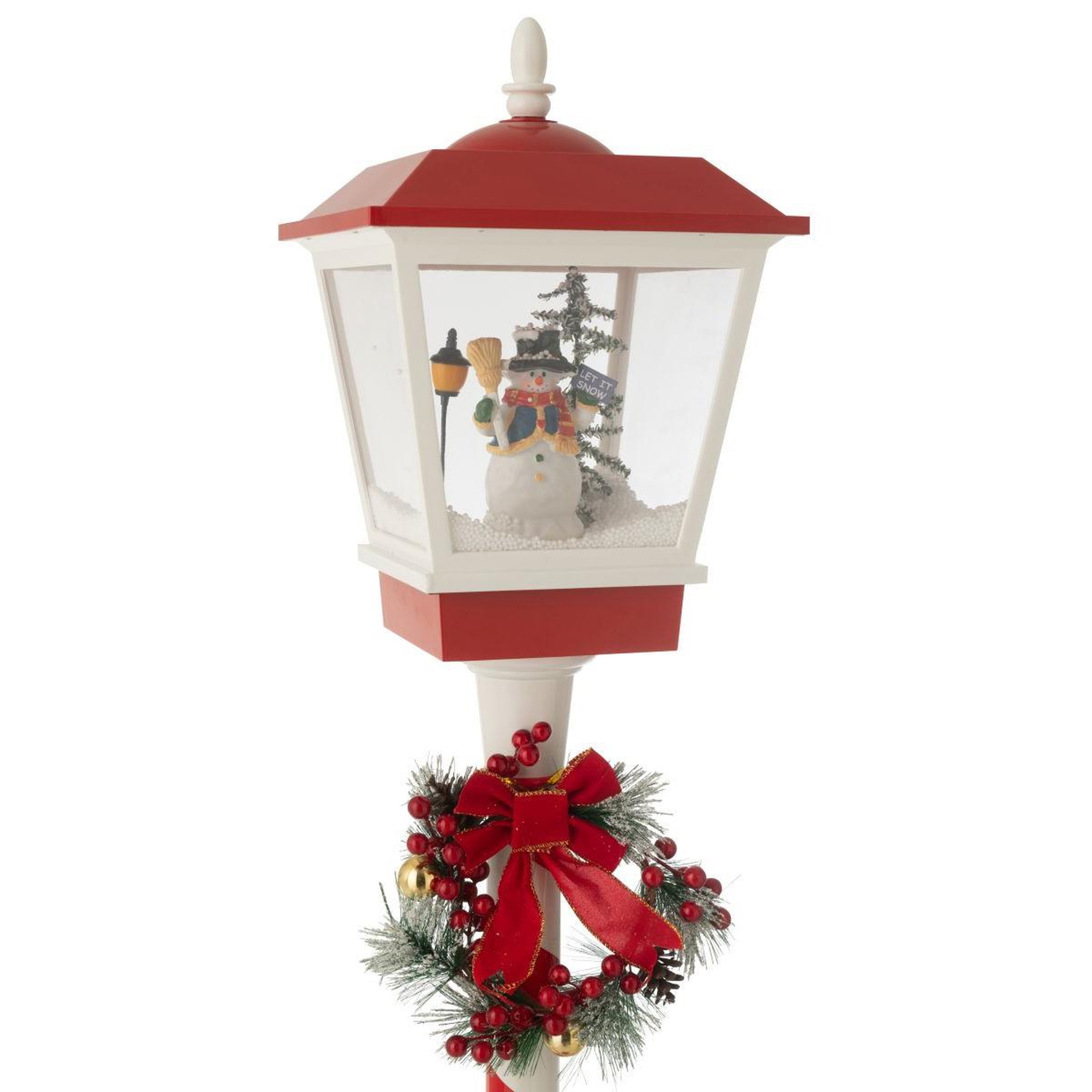 Voir la diapositive 4 : J-LINE Lampadaire de noël à led  neige  180cm rouge