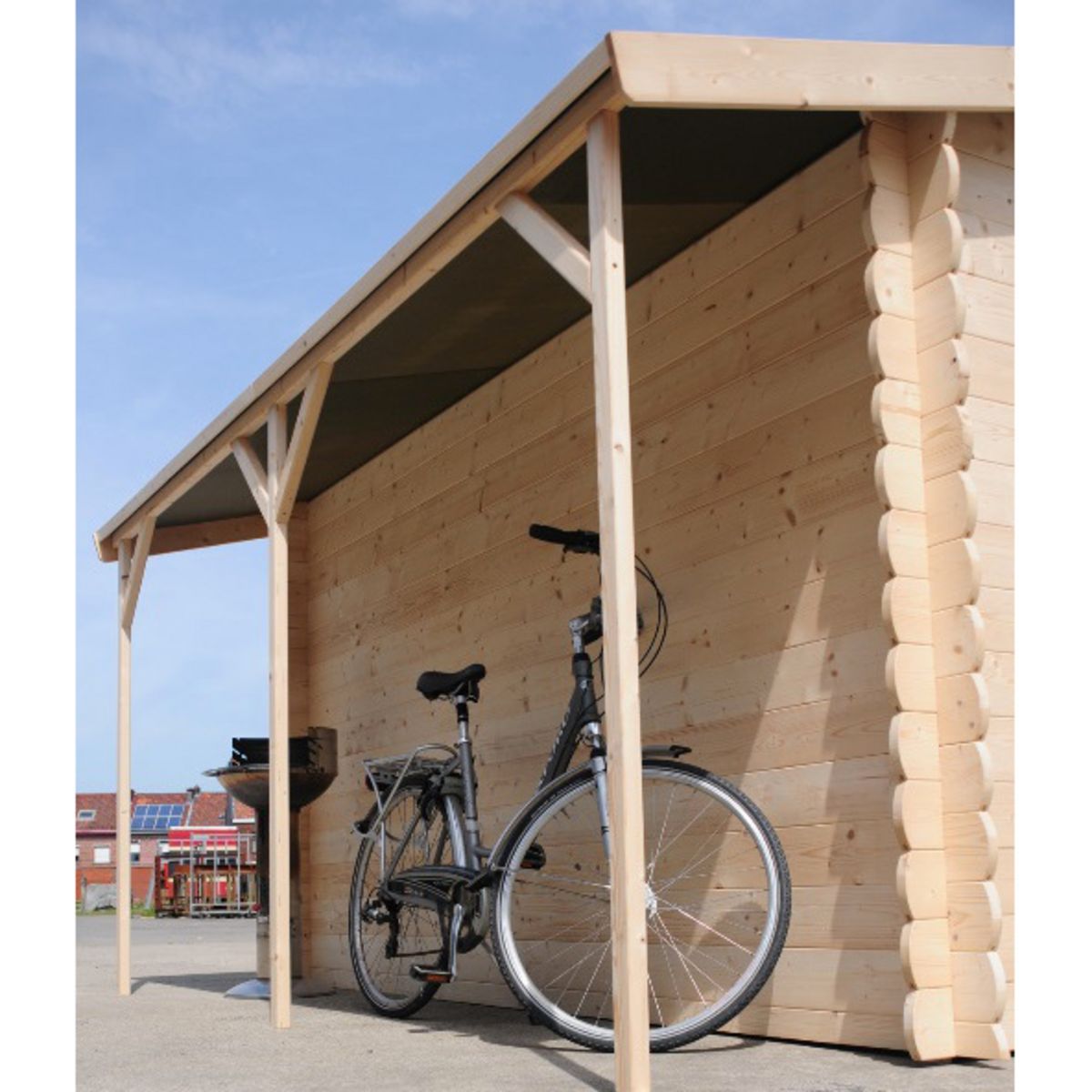 Abri bois avec auvent Amol / 7.92m² / 28mm