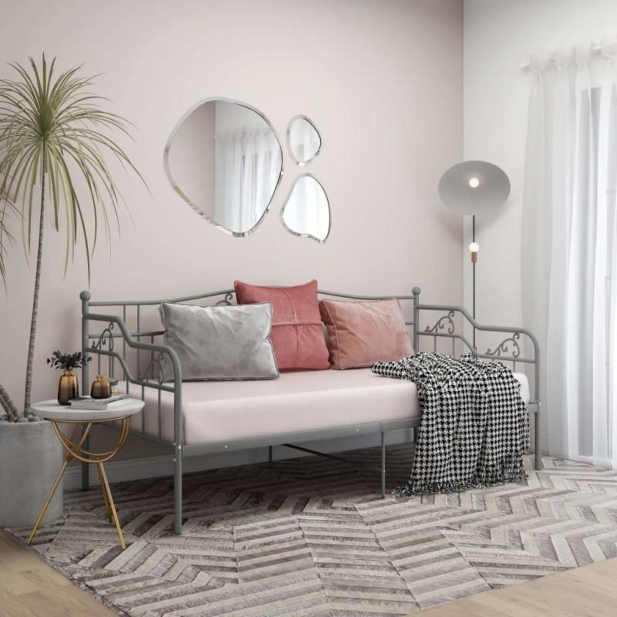 VIDAXL Cadre de canapé lit sans matelas gris métal 90x200 cm