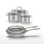 ELO Lot de 2 poêles 24/28 cm et 3 faitouts 12/14/16 cm Elo Relief Passion