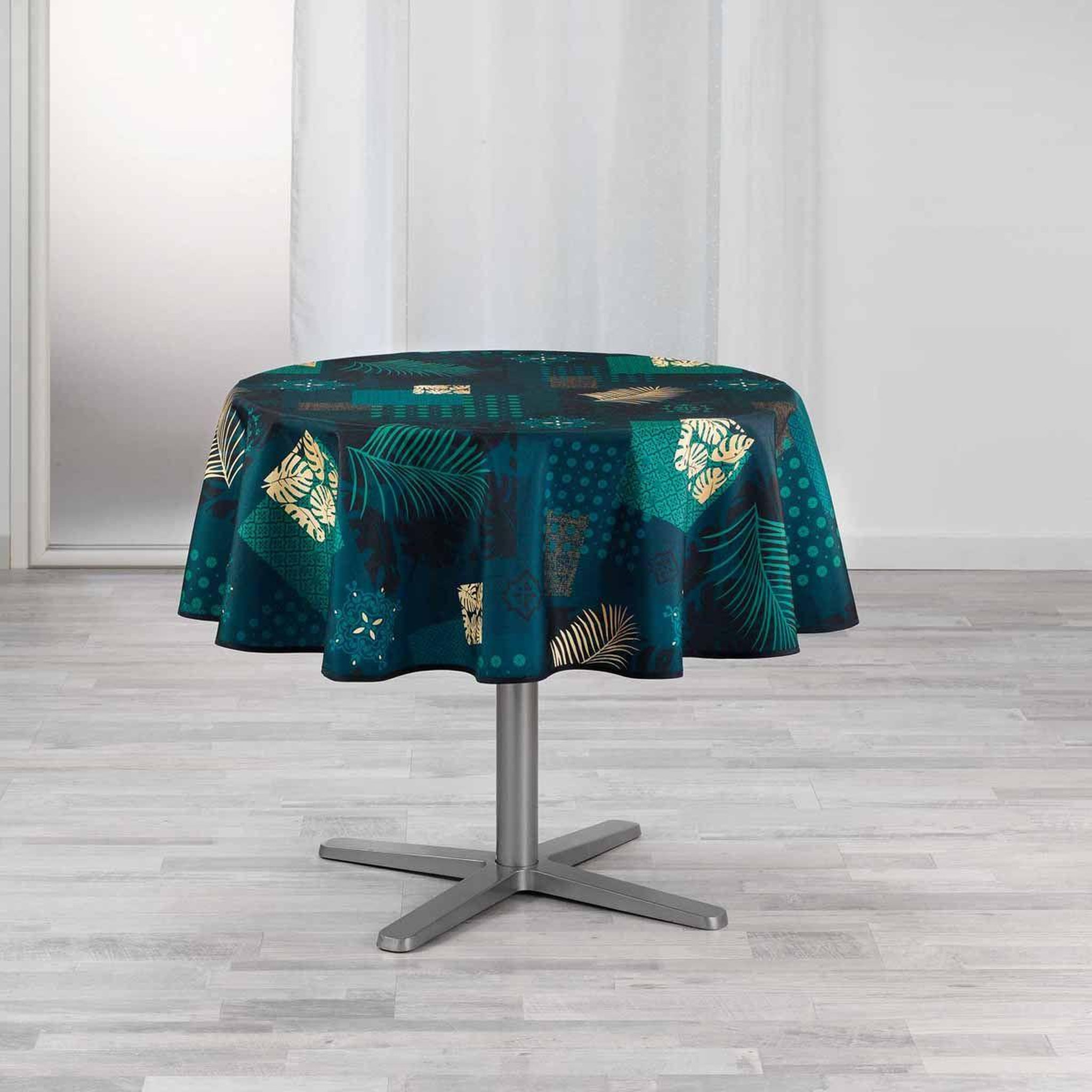 Voir la diapositive 1 : Douceur d'Intérieur Nappe ronde imprimée  oreane  180cm bleu
