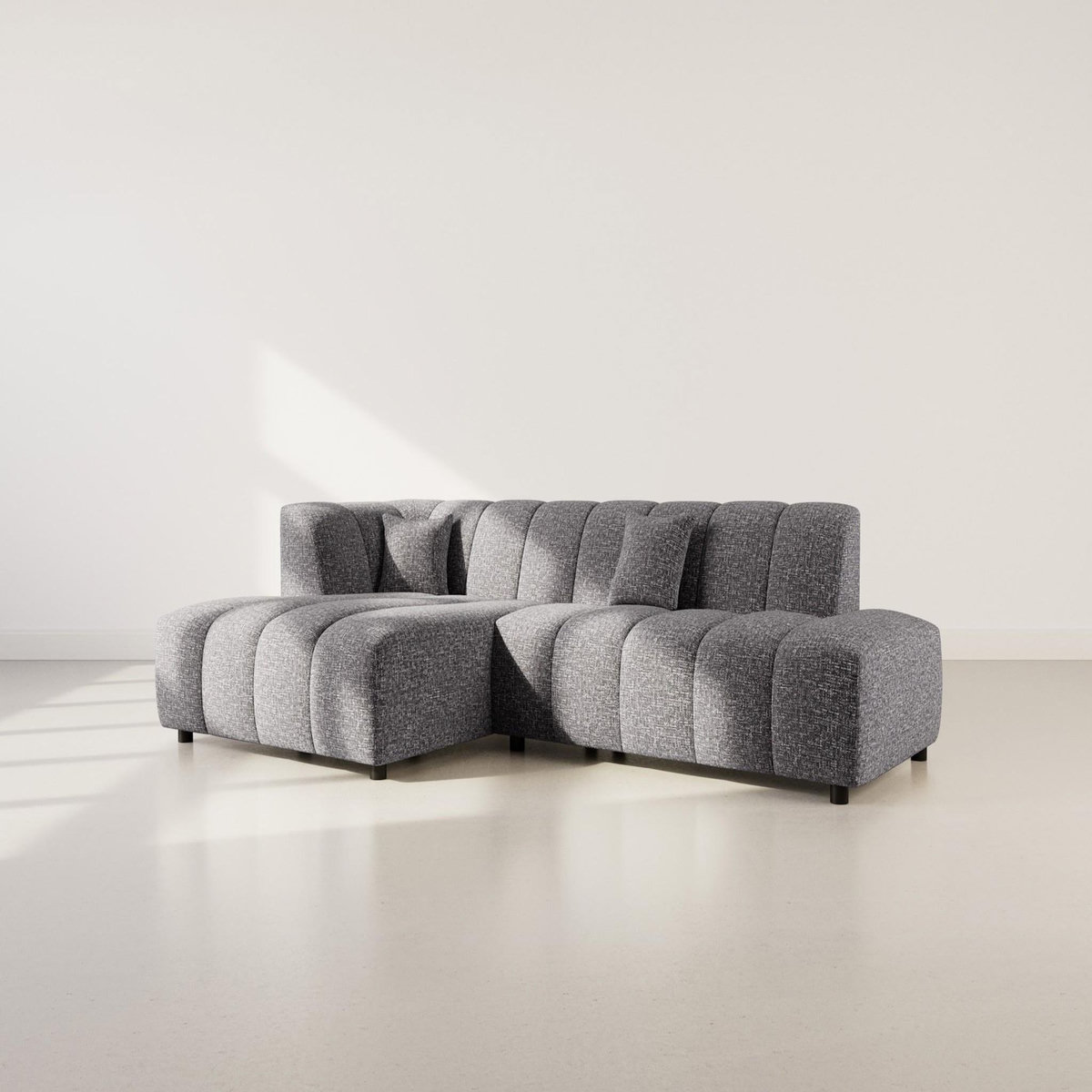 LISA DESIGN Curtis - canapé d'angle gauche 4 places sans accoudoir en tissu texturé