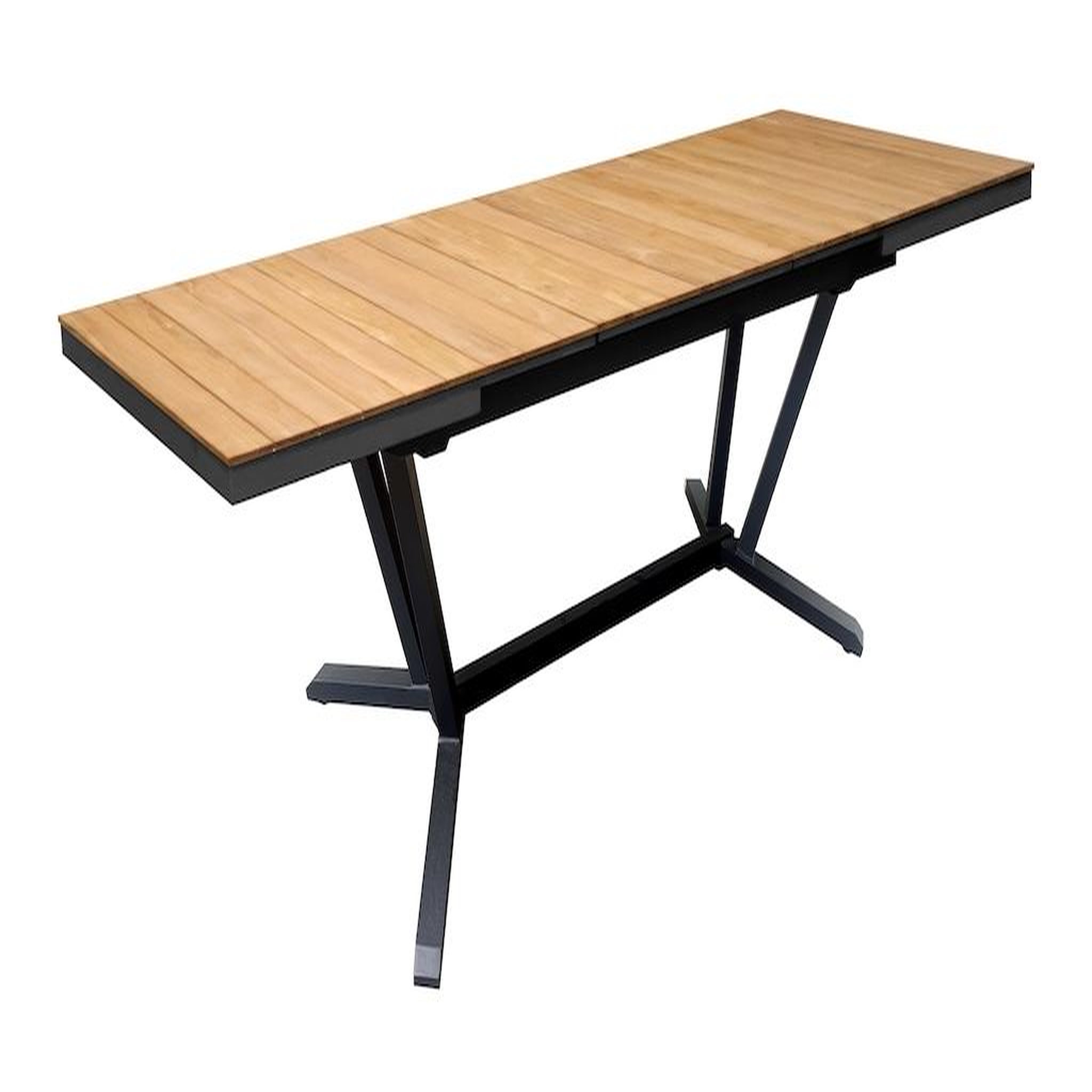 Proloisirs Table extensible - VITA - Aluminium époxy graphite - Plateau lames teck FSC 100% - 180/240 x 100 cm