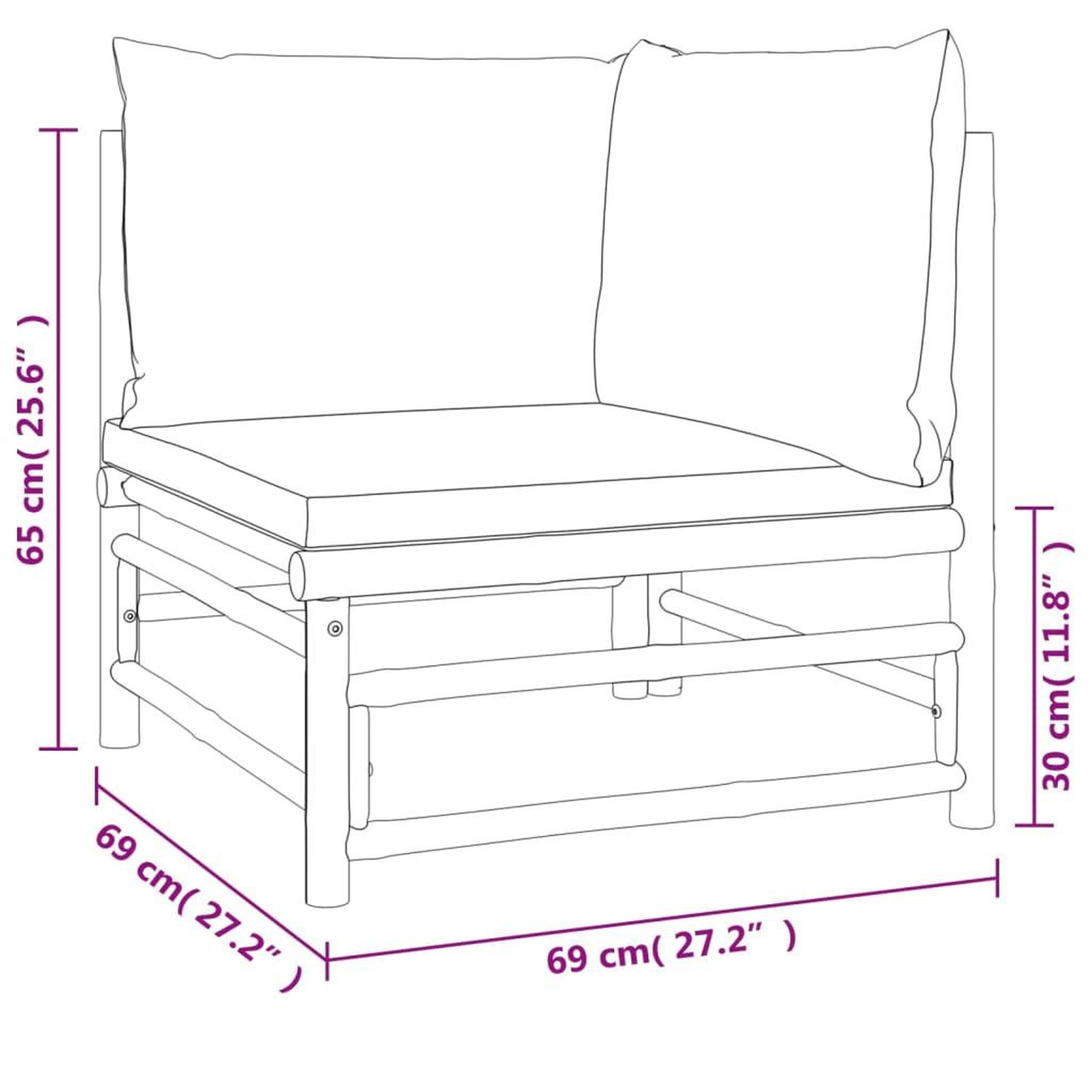 Voir la diapositive 6 : VIDAXL Salon de jardin 7 pcs avec coussins taupe bambou