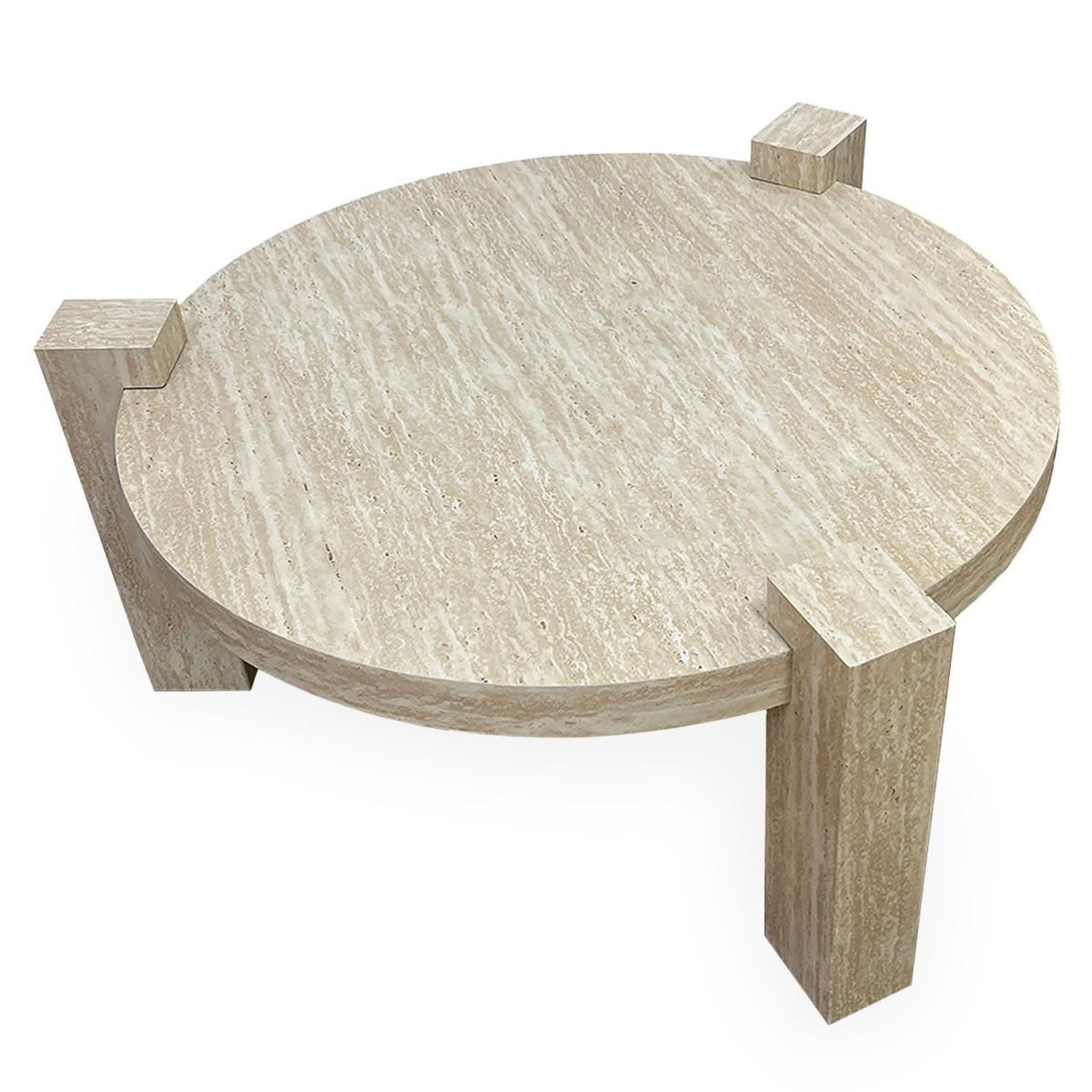 Paris Prix Table basse effet travertin  terry  84cm beige