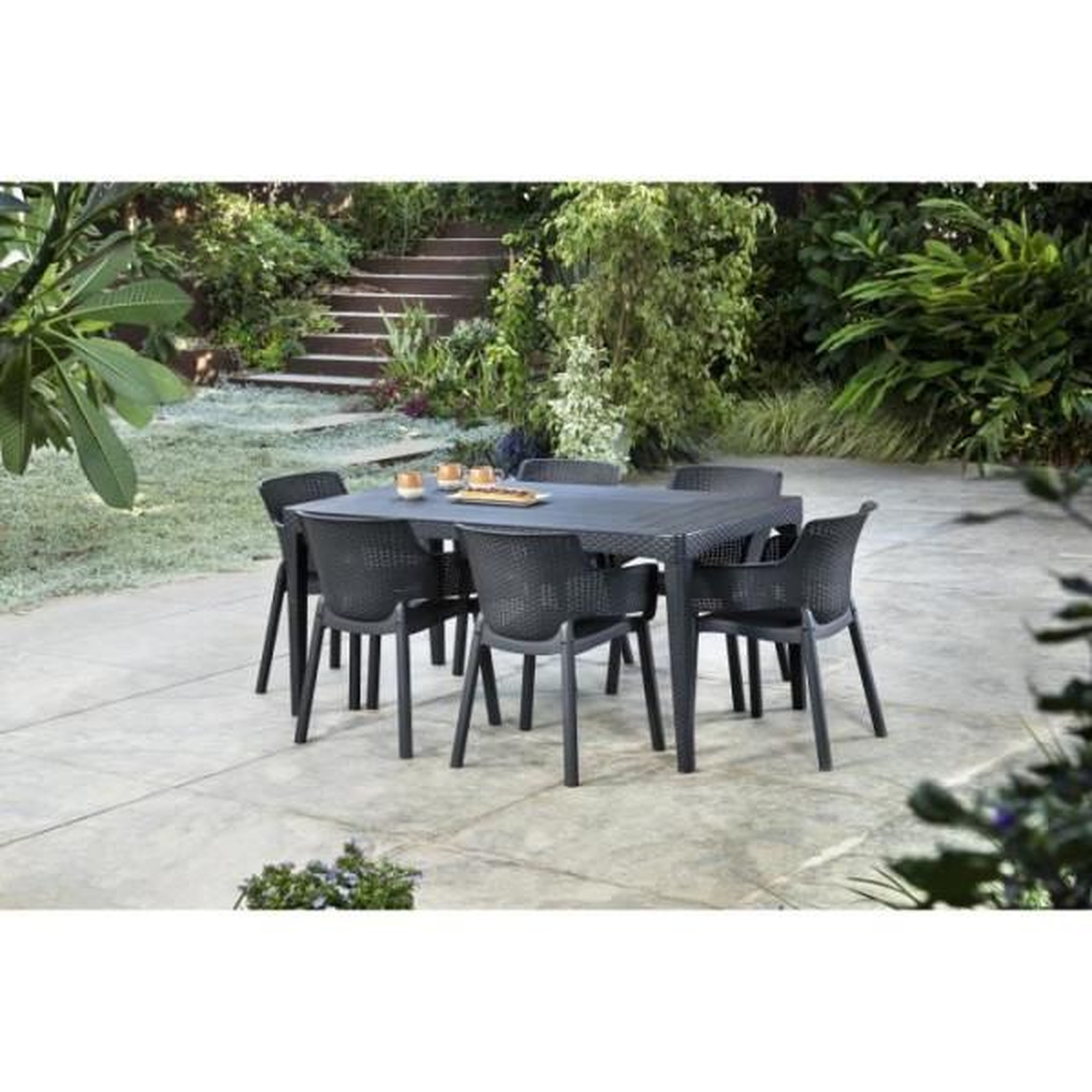 Voir la diapositive 5 : ALLIBERT by KETER Lot de 6 fauteuils de jardin - Allibert by KETER - EVA - En résine - Coloris : gris graphite