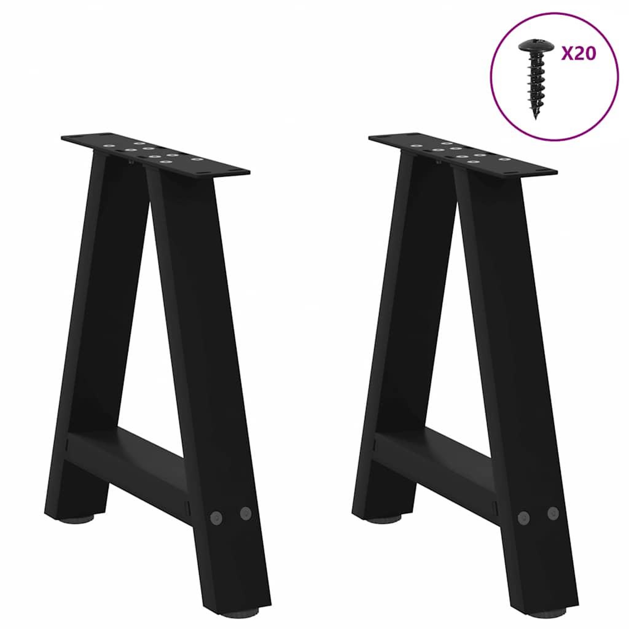 Voir la diapositive 3 : VIDAXL Pieds de table basse forme de A 2 pcs noir 50x(42-43) cm acier