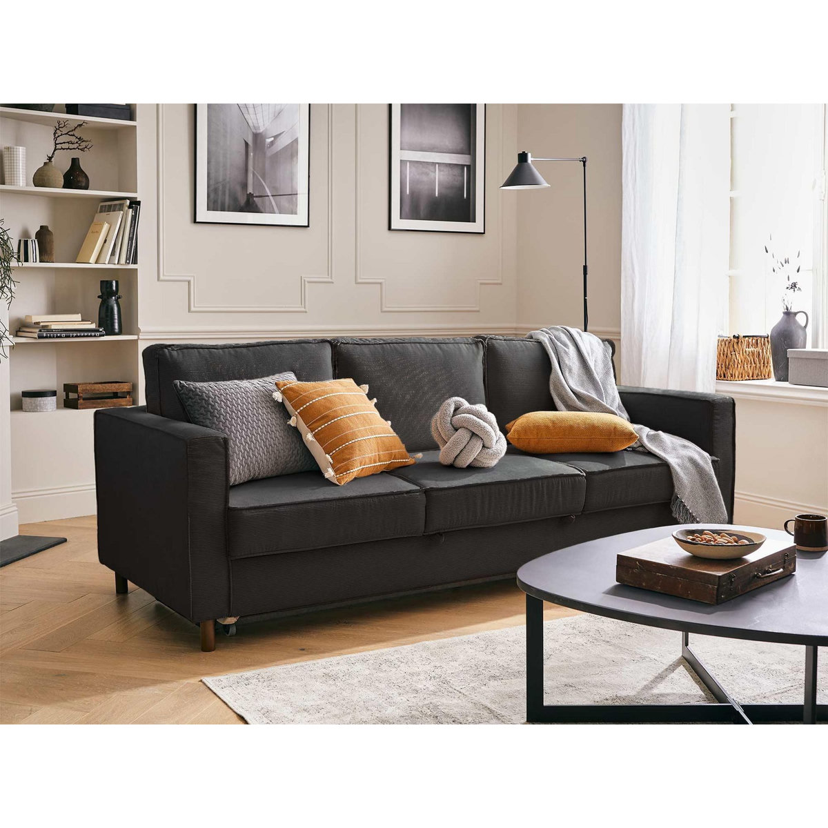 LISA DESIGN Jake - canapé 3 places - convertible - en velours côtelé