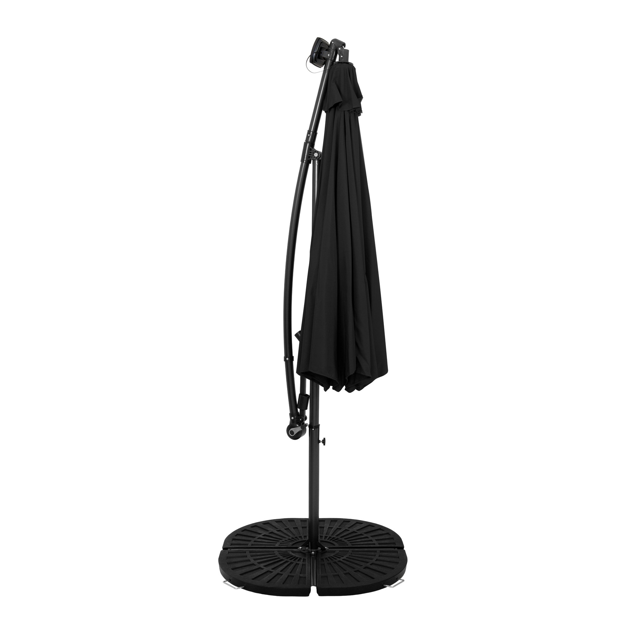 Voir la diapositive 2 : Monster Parasol Banane à Mât Déporté à LED 3 m & 4 Pieds en Éventail