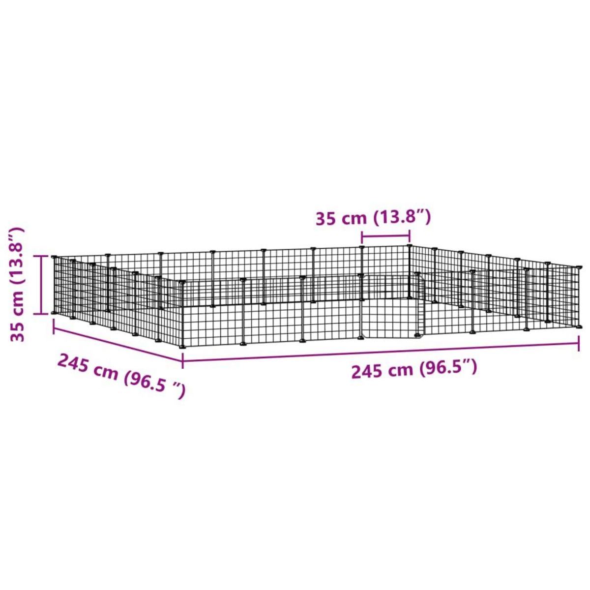 VIDAXL Cage animaux de compagnie a 28 panneaux et porte Noir 35x35 cm