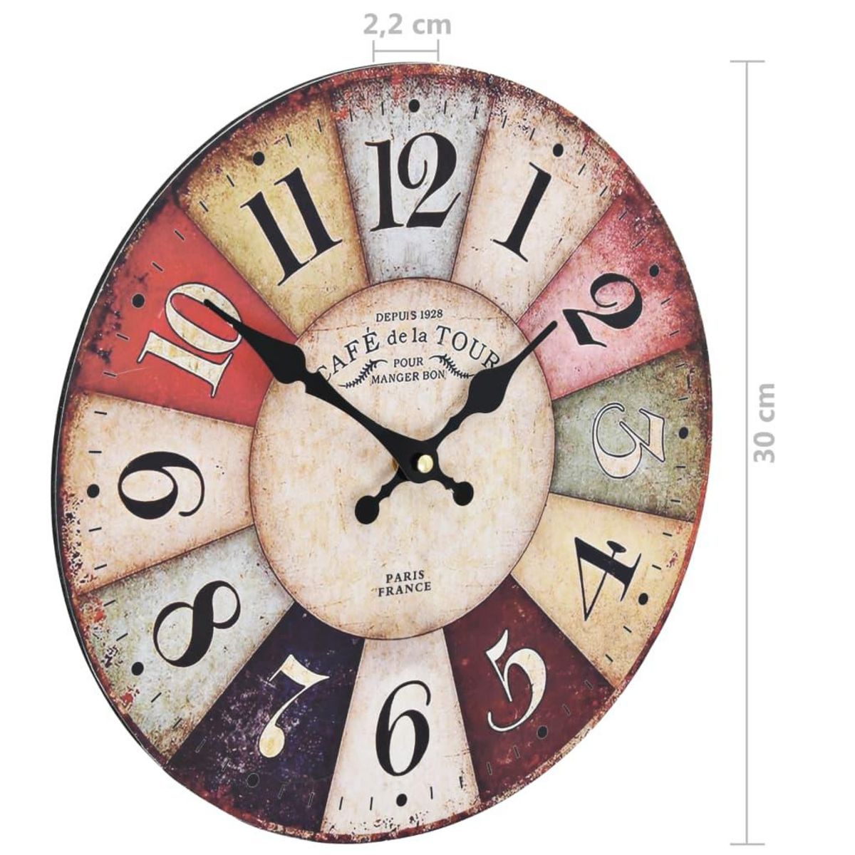 VIDAXL Horloge murale vintage Coloree 30 cm