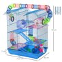 PAWHUT Cage pour Hamster Souris Petit Animaux Rongeur avec Tunnel Mangeoire Roue Jouet 47 x 30 x 59 cm cm Bleu