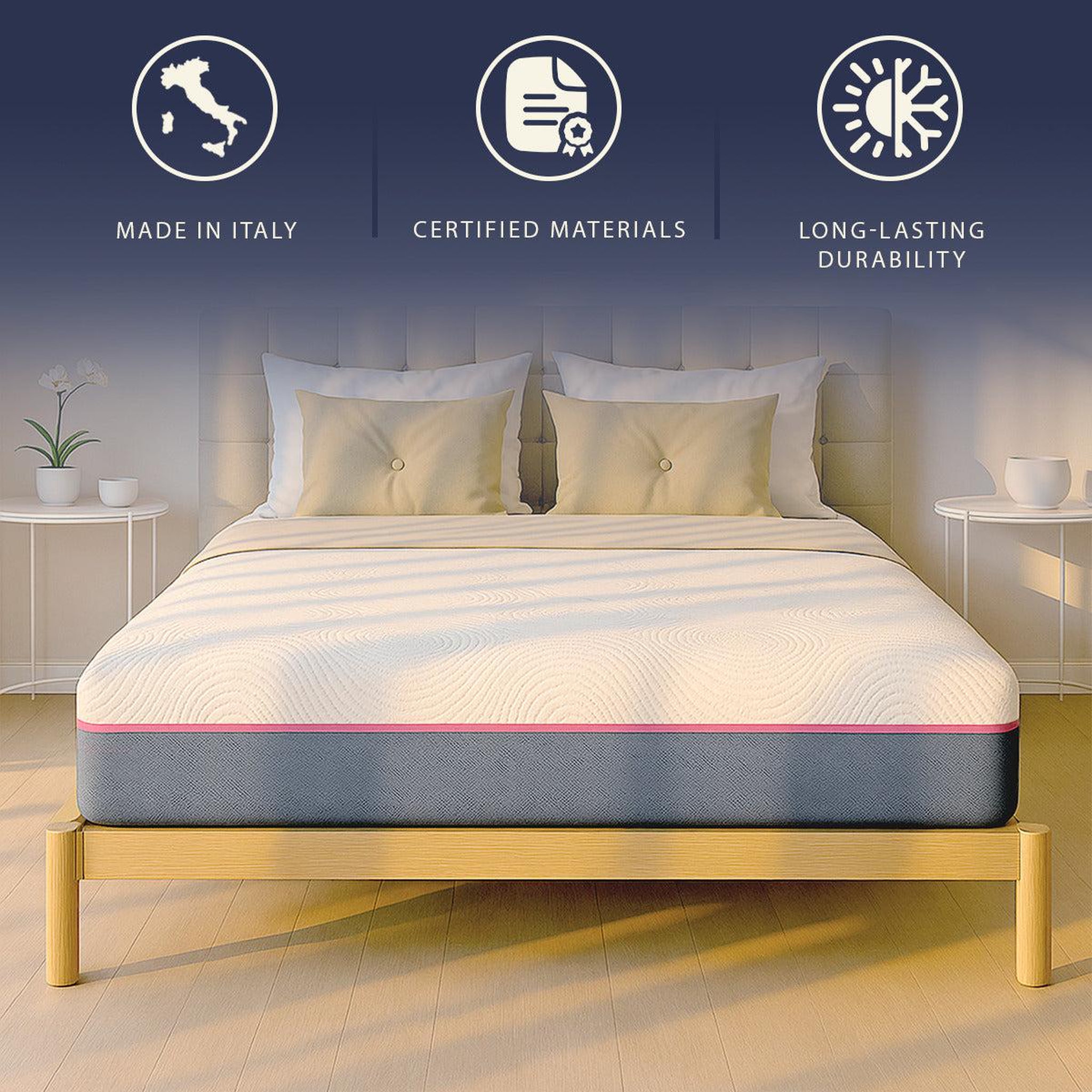 Voir la diapositive 4 : THE WHITE STONE Matelas 80x190 en Mémoire de Forme Breeze & Ressorts Ensachés | Hauteur 30 cm | Technologie Breeze | Déhoussable, Anallergique & Respirant | Fabriqué en Italie