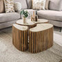Voir la diapositive 1 : LISA DESIGN Jade - lot de 3 tables basses gigognes effet travertin - pieds en bois massif de manguier - 90, 70 et 50 cm