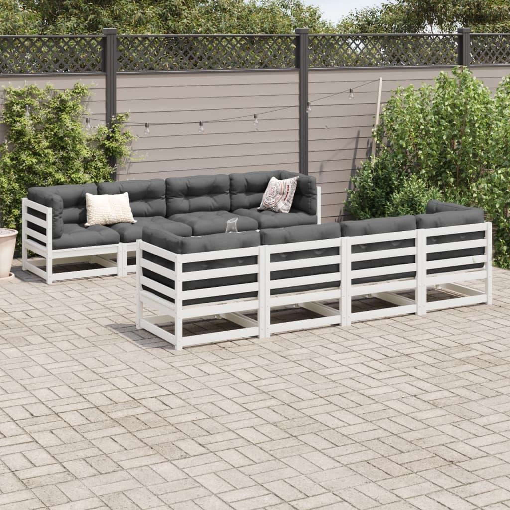 Voir la diapositive 3 : VIDAXL Salon de jardin 9 pcs blanc bois de pin massif