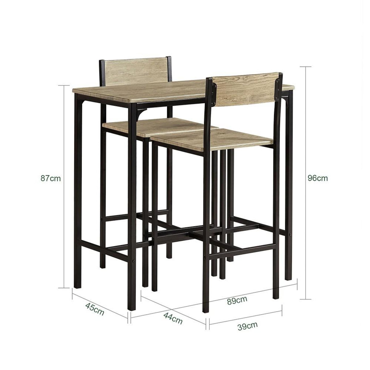 SOBUY SoBuy - Ensemble de table avec 2 chaises et 2 tabourets - Industriel - OGT03