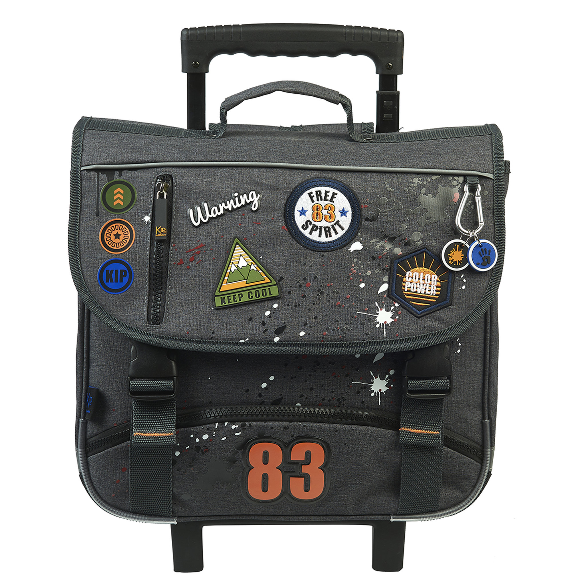 Voir la diapositive 1 : Cartable à roulettes 38 cm CP/CE1/CE2 gris KIP SPLASH