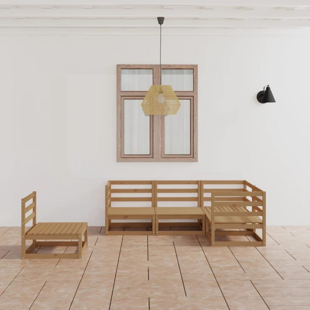 VIDAXL Salon de jardin 5 pcs marron miel bois de pin massif