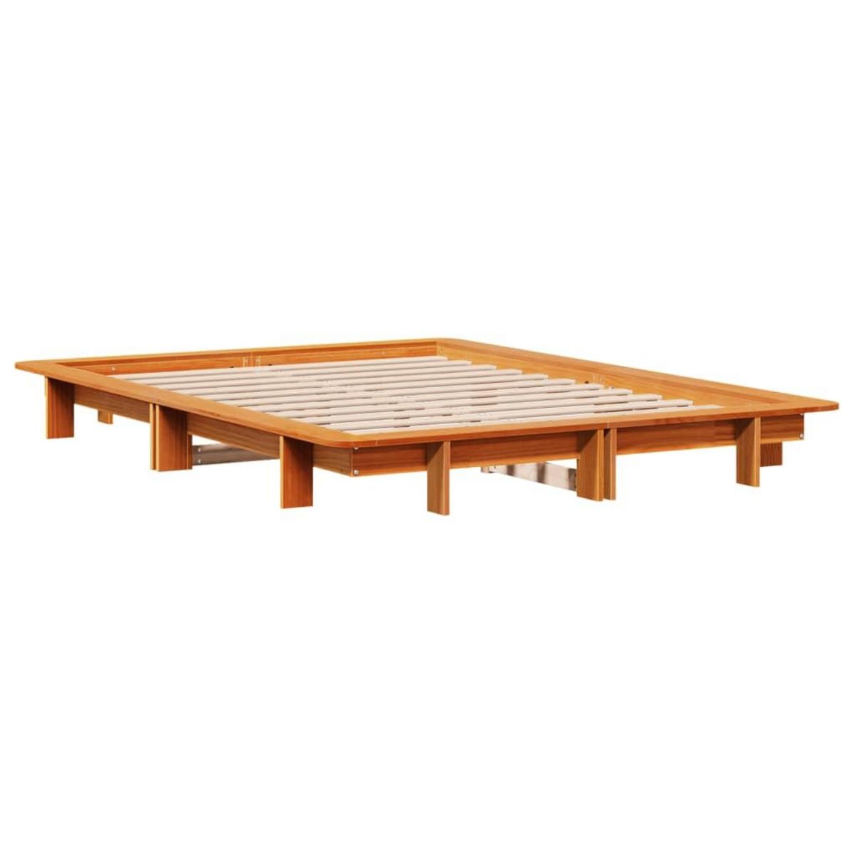 VIDAXL Cadre de lit sans matelas cire marron 150x200cm bois pin massif