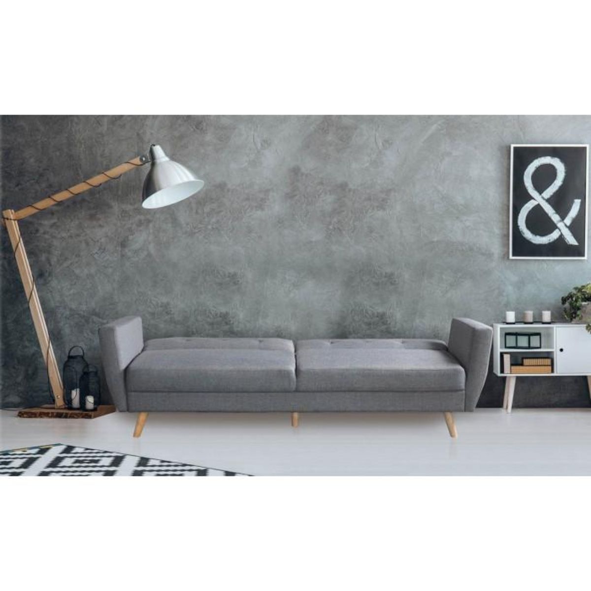Paris Prix Canapé Scandinave Convertible  Garry  220cm Gris