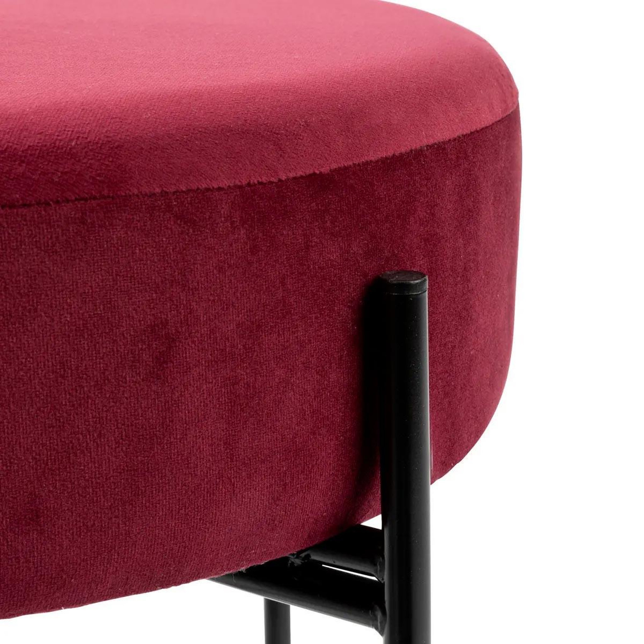 Voir la diapositive 2 : ATMOSPHERA Tabouret rond en velours  arty  47cm rouge rubis