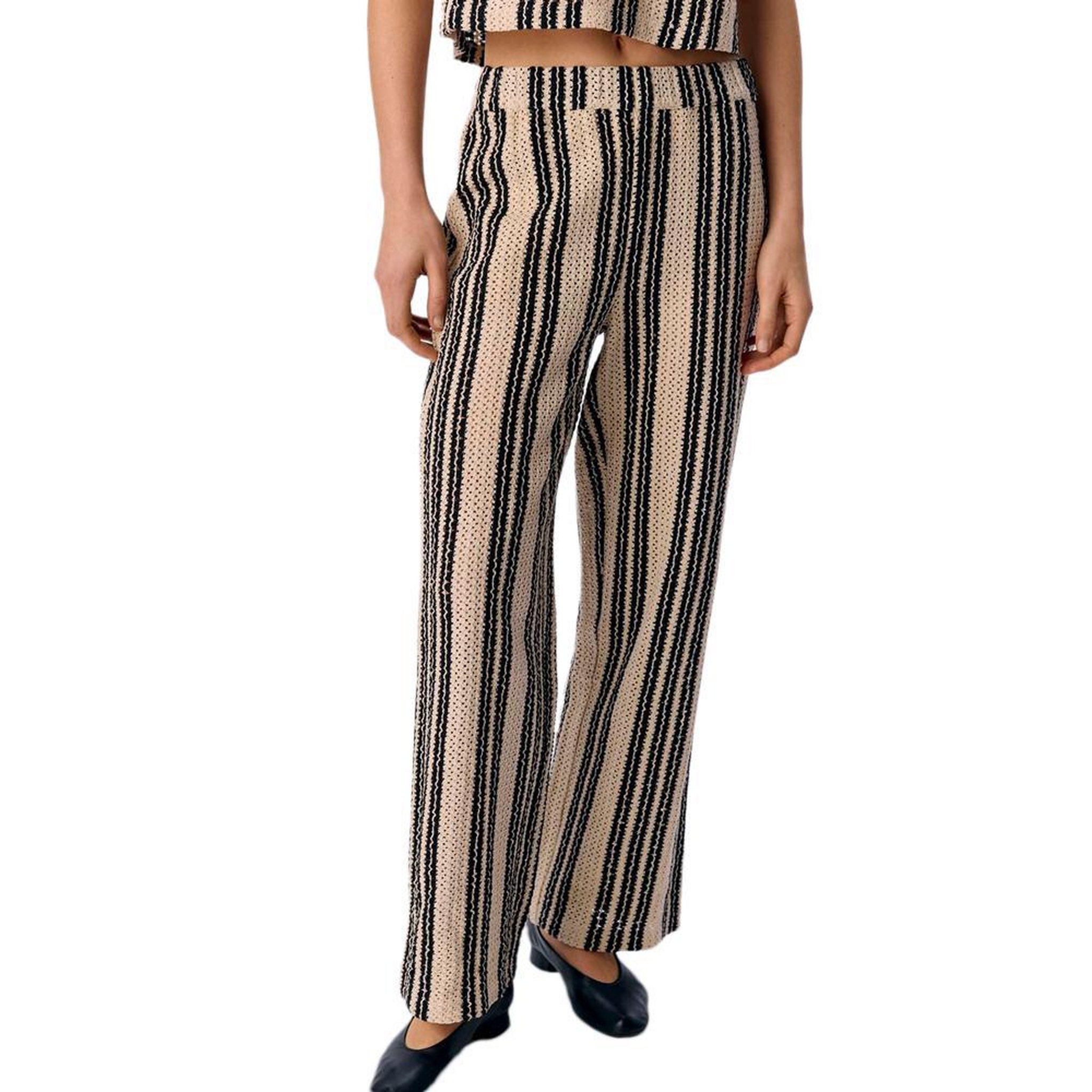 OBJECT Pantalon Beige/Noir Femme Object Objolaf. Coloris disponibles : Noir