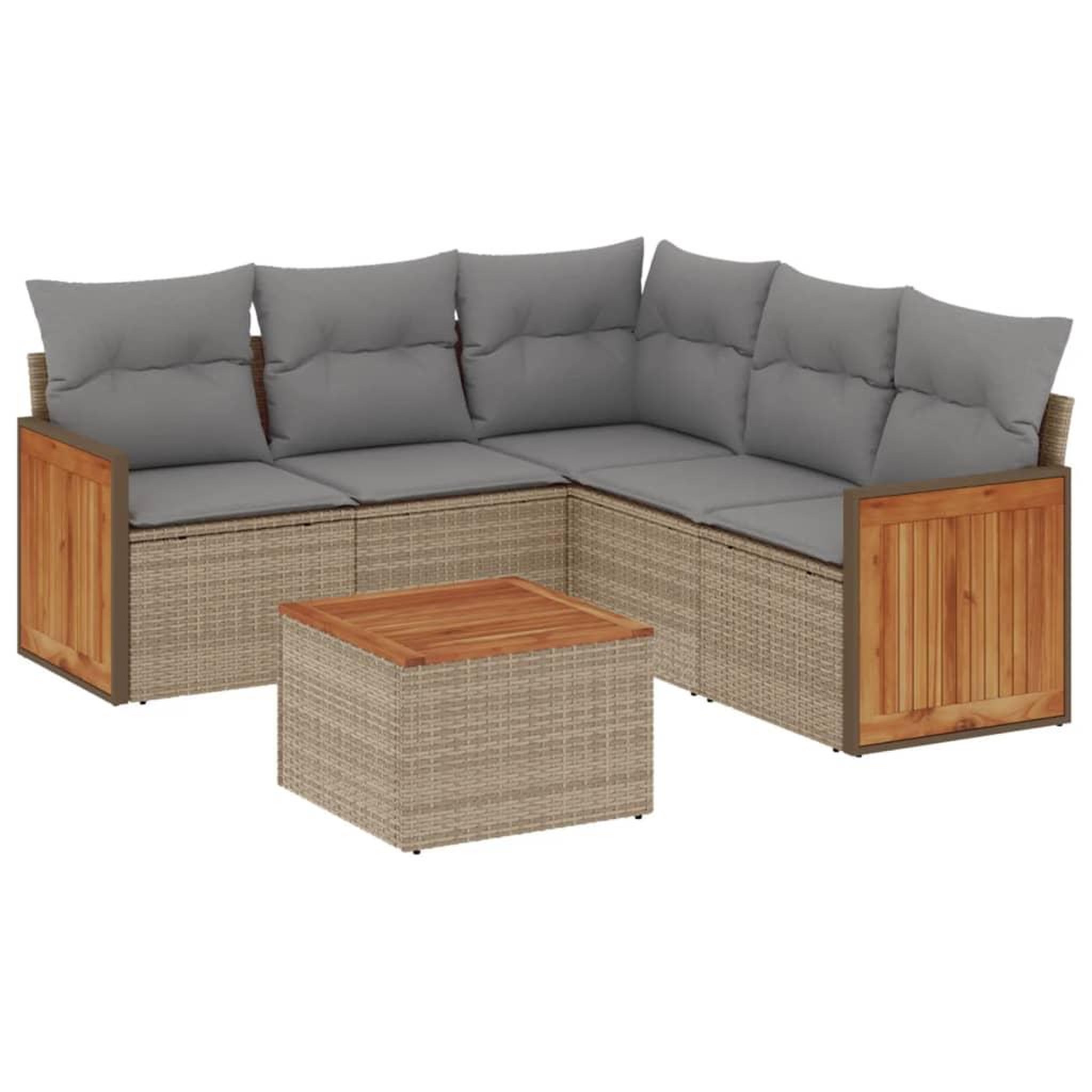 Voir la diapositive 2 : VIDAXL Salon de jardin avec coussins 6 pcs beige resine tressee