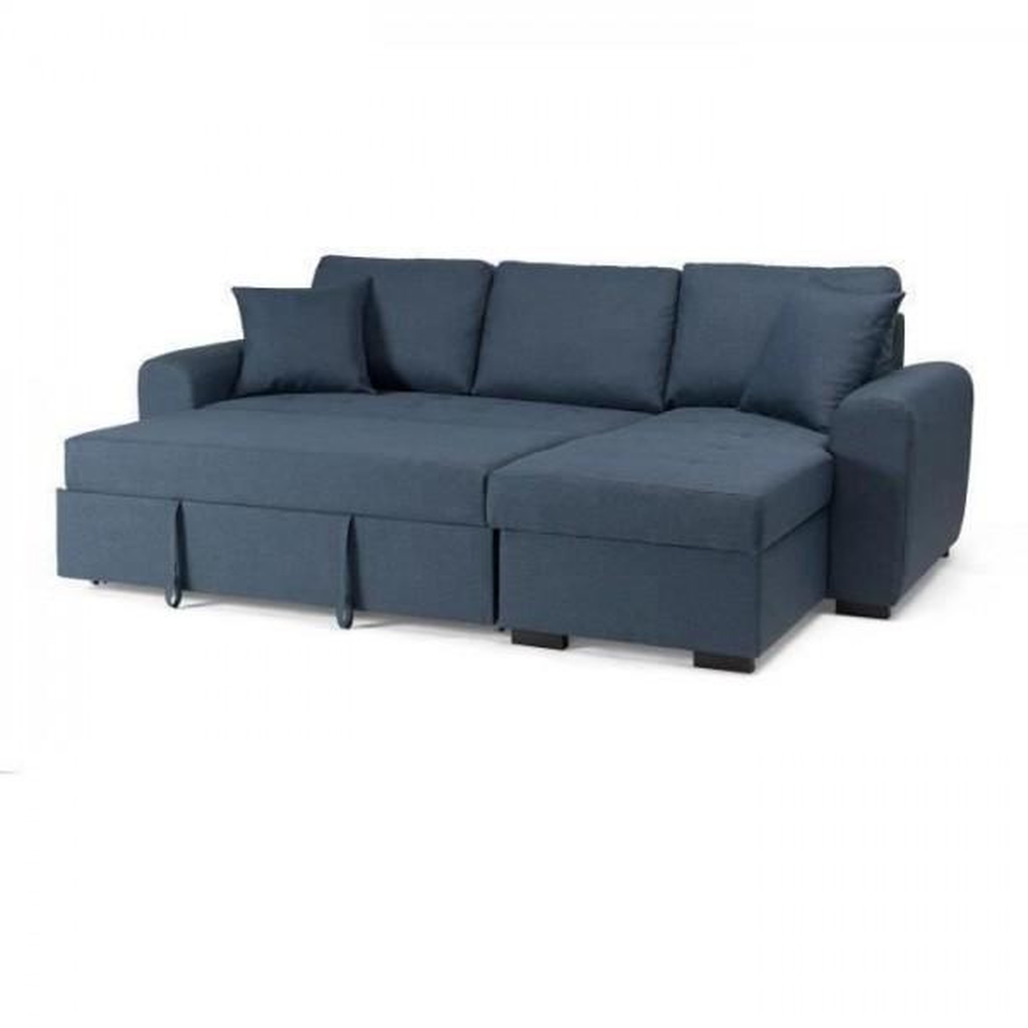 Voir la diapositive 3 : MARKET24 Canapé d'angle convertible réversible - 4 places - Tissu Bleu - HAMILTON - L 244 x P 151 x H 90 - Fabriqué en Ukraine